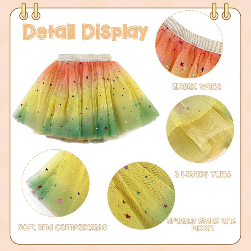 Revkokmx Girls Layered Rainbow Tutu Skirt Dance Dress Ruffle Tiered Clubwear - Image 2